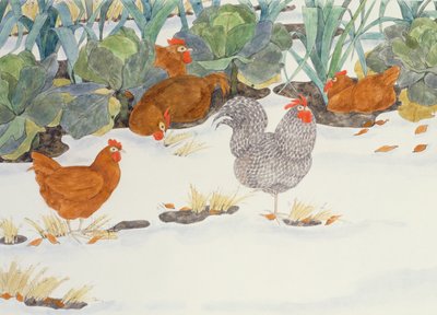 Hens in the Vegetable Patch by Linda Benton